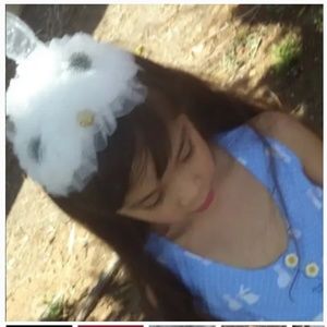 Handmade Bunny Rabbit Ears Headband Headpiece Lace Ruffle Ears Bead White